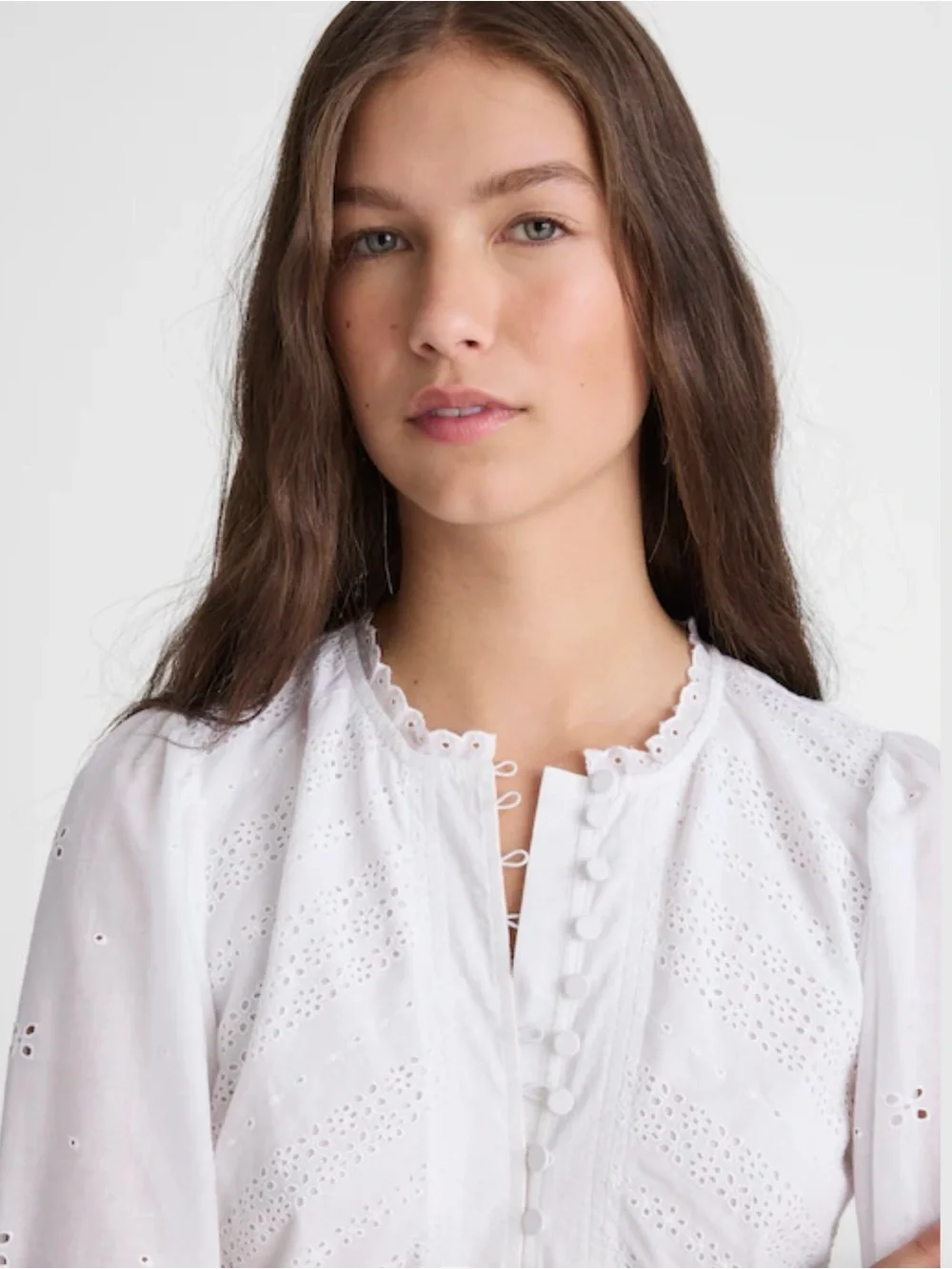 Madewell White Eyelet Flutter Sleeve Midi Dress Hankerchief Hem EUC 12 #2727